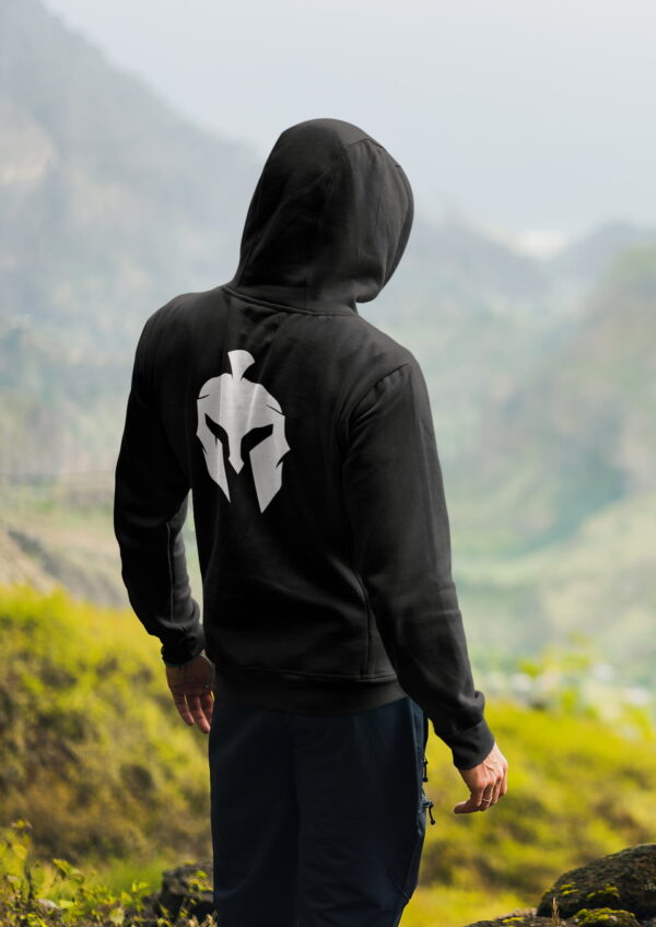 White on Black Spartan Warrior Hoodies